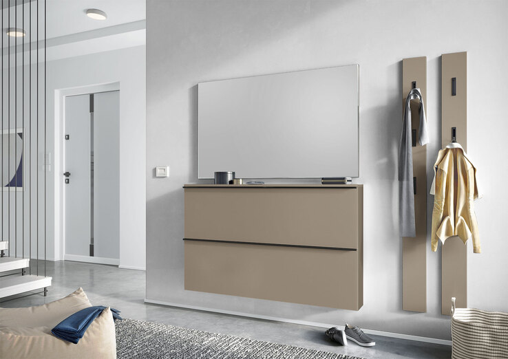 vito Schuhschrank SOLINO 140 x 85 cm Steingrau / Schwarz