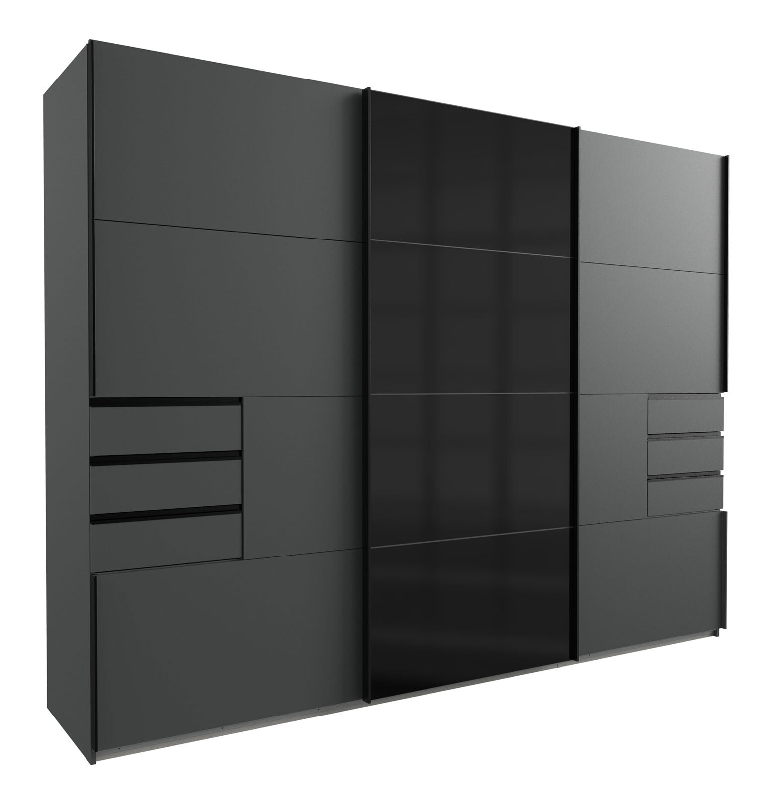 Schwebetürenschrank TENERIFFA 270 x 210 cm grau/ schwarz