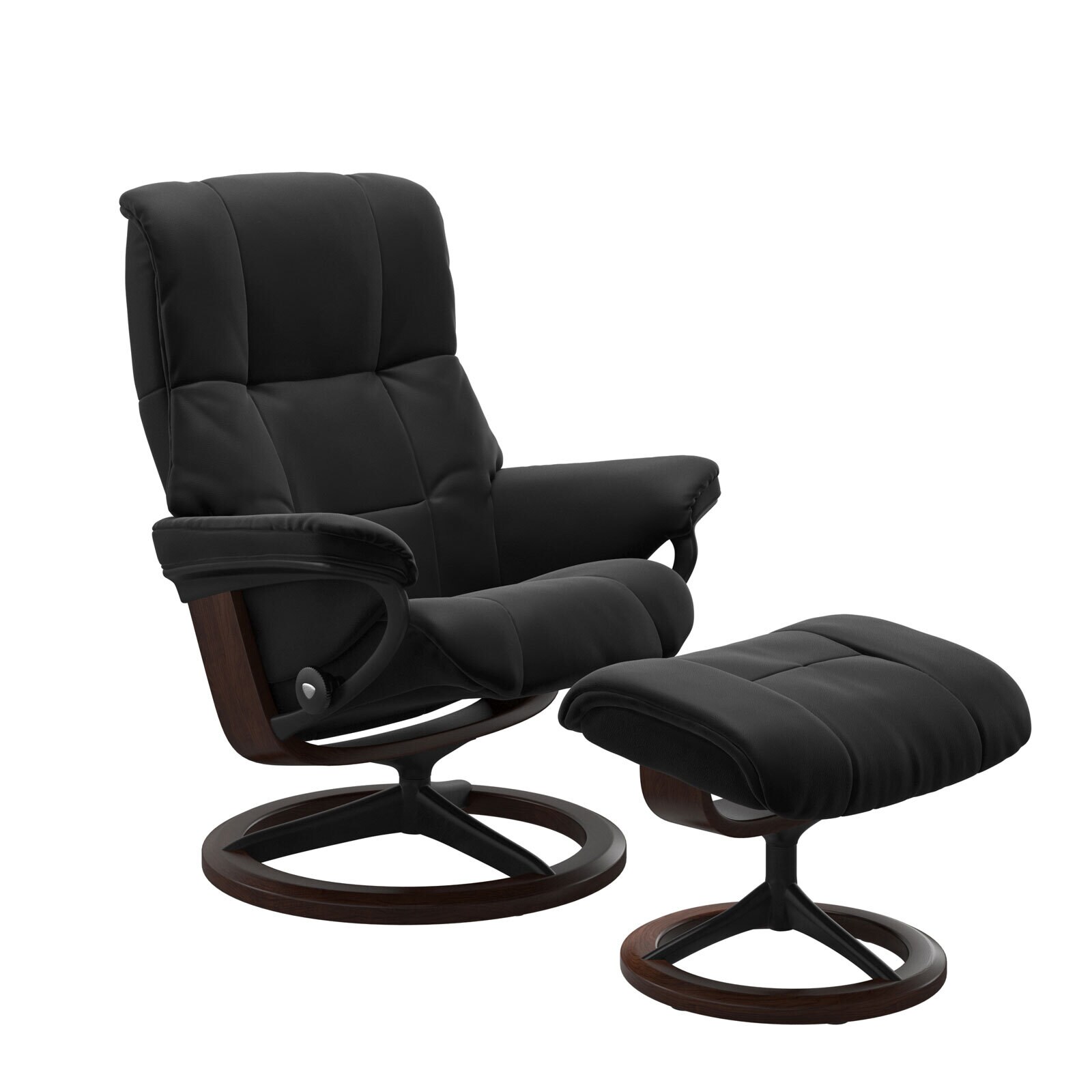 Stressless Ledersessel mit Hocker MAYFAIR M  aluminiumfarbig /black /braun /schwarz