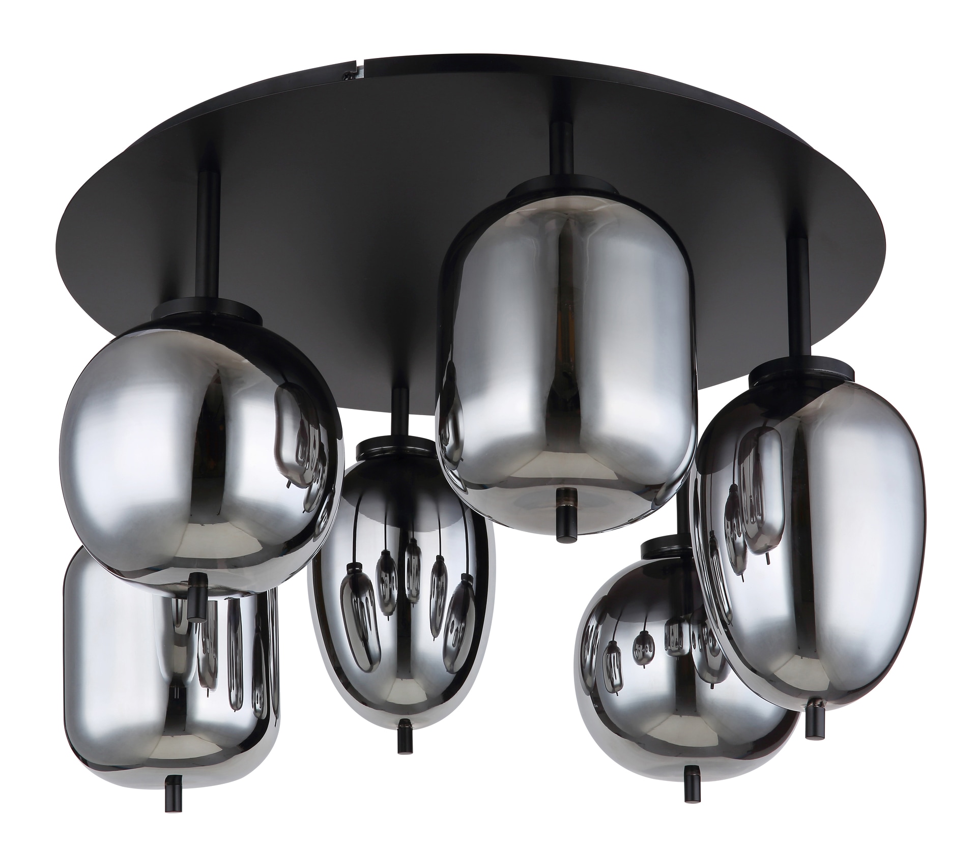 GLOBO Retrofit Deckenlampe BLACKY 6-flg schwarz /rauchfarbig