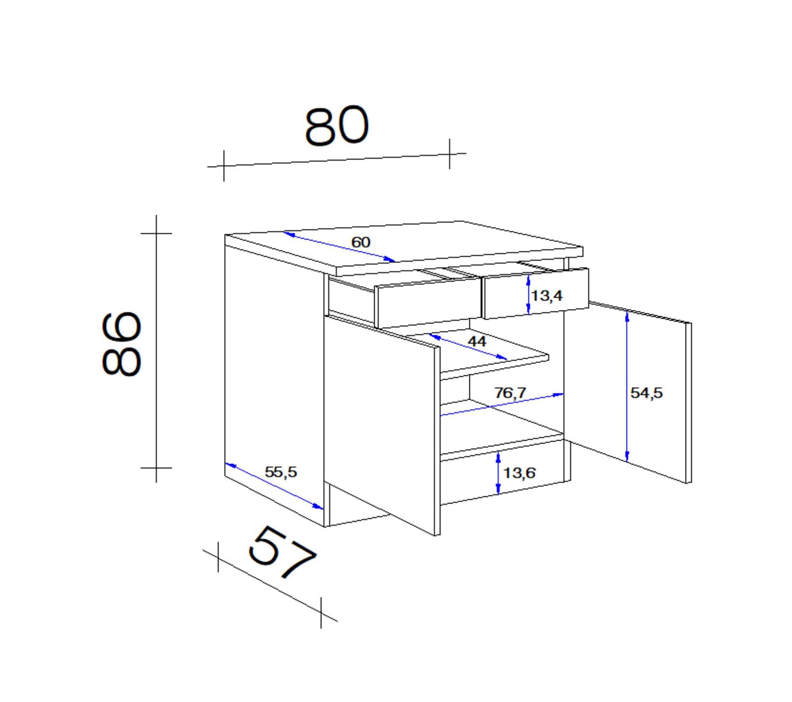 QUARTIER Unterschrank MEGGIE 80 x 86 x 57 cm weiß