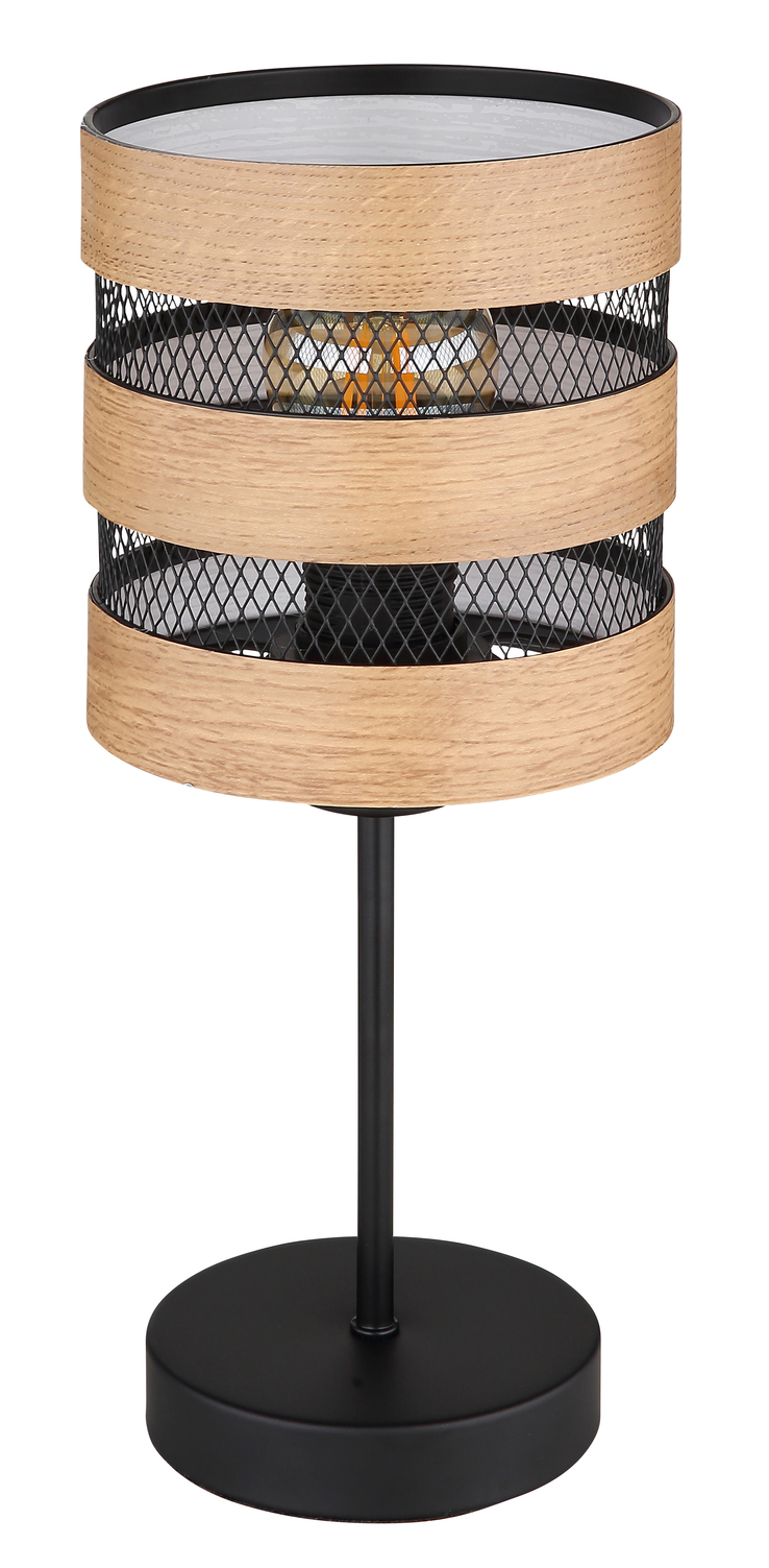 GLOBO Retrofit Tischlampe MOITAS schwarz /naturfarbig
