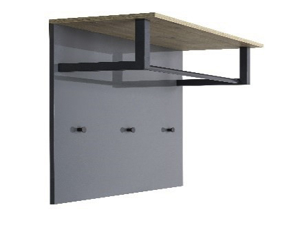Garderobenpaneel GALAVERNA 82 x 68 cm grau Hochglanz/Artisan-Eiche-Dekor