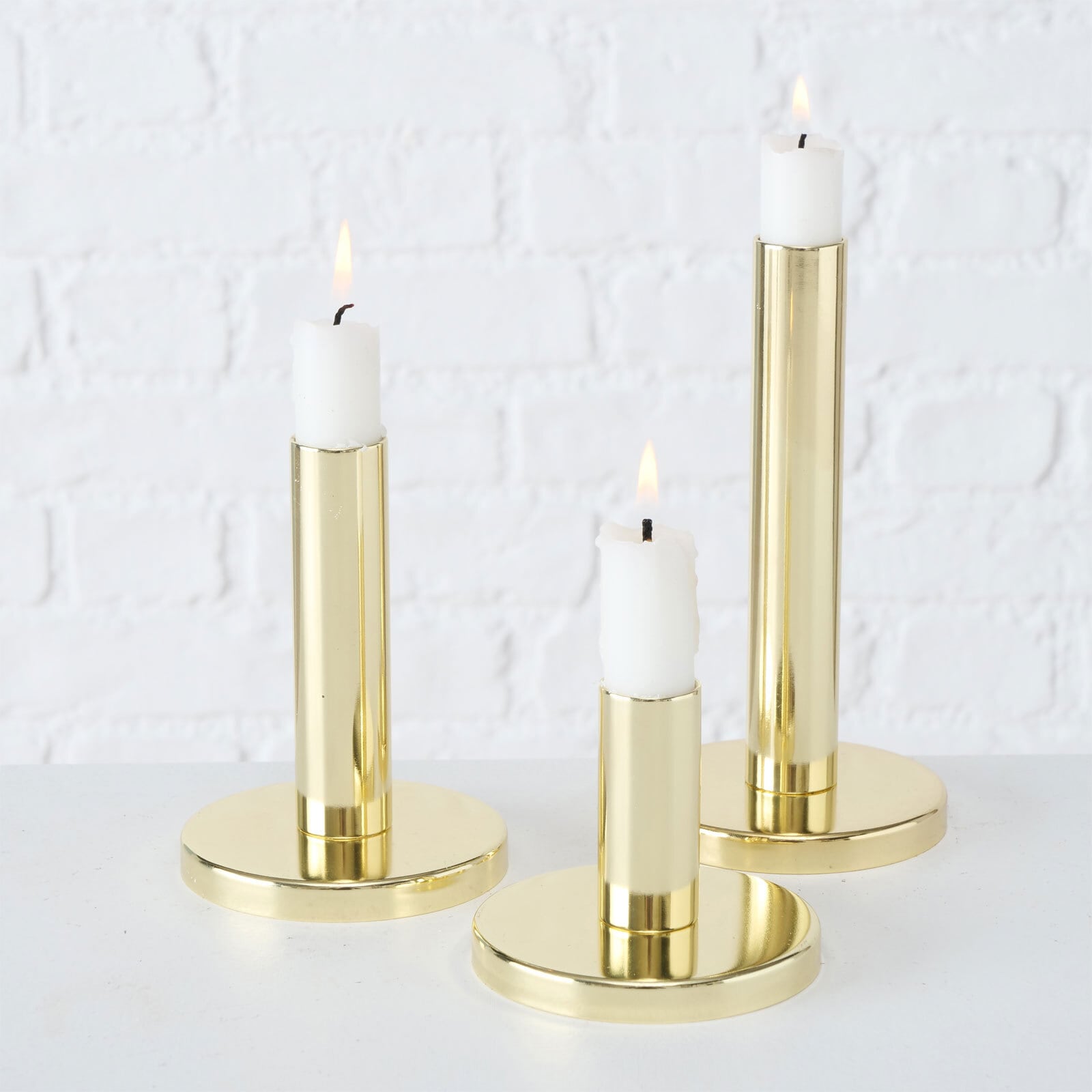 Kerzenständer Set MALKO 3-teilig goldfarbig