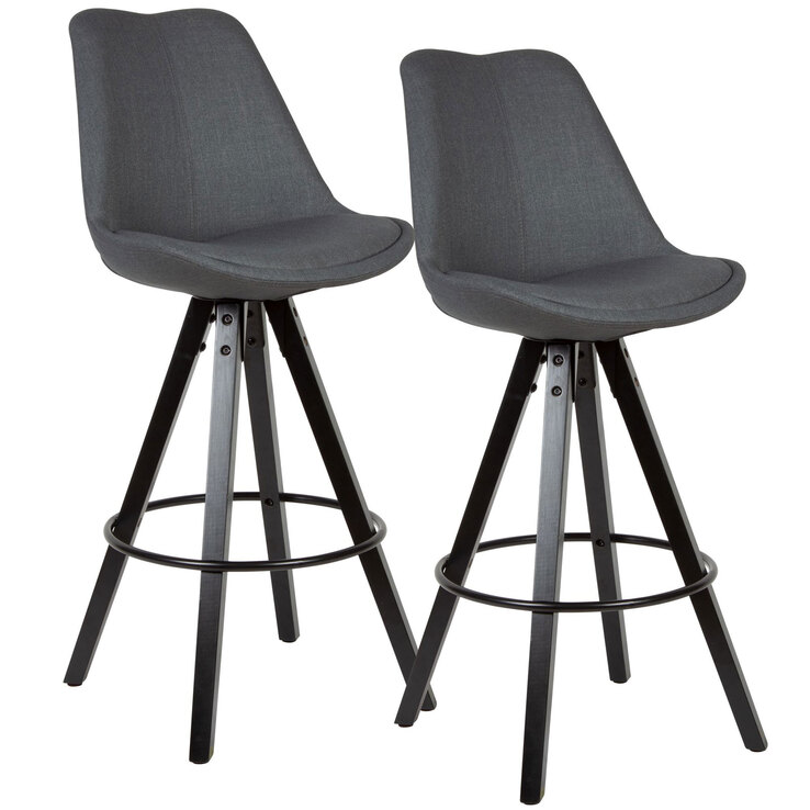 Barhocker 2er Set 49 x 113 cm grau schwarz