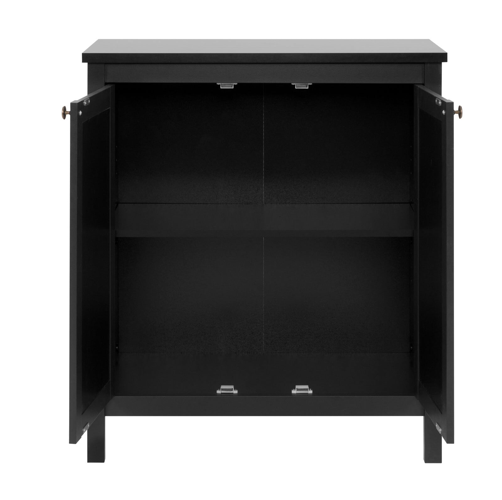 Sideboard CORDOBA 80 x 90 cm schwarz / Geflecht Nobel