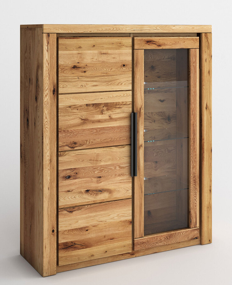 self Highboard TILDA 108 x 141 cm Eiche teilmassiv geölt braun