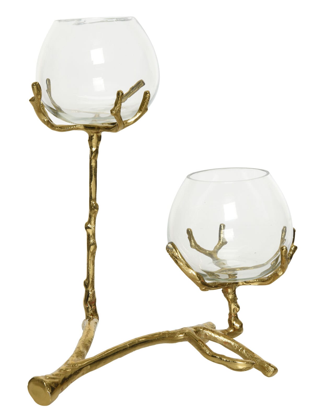 Teelichthalter BOUGH 28 cm goldfarbig /Glas