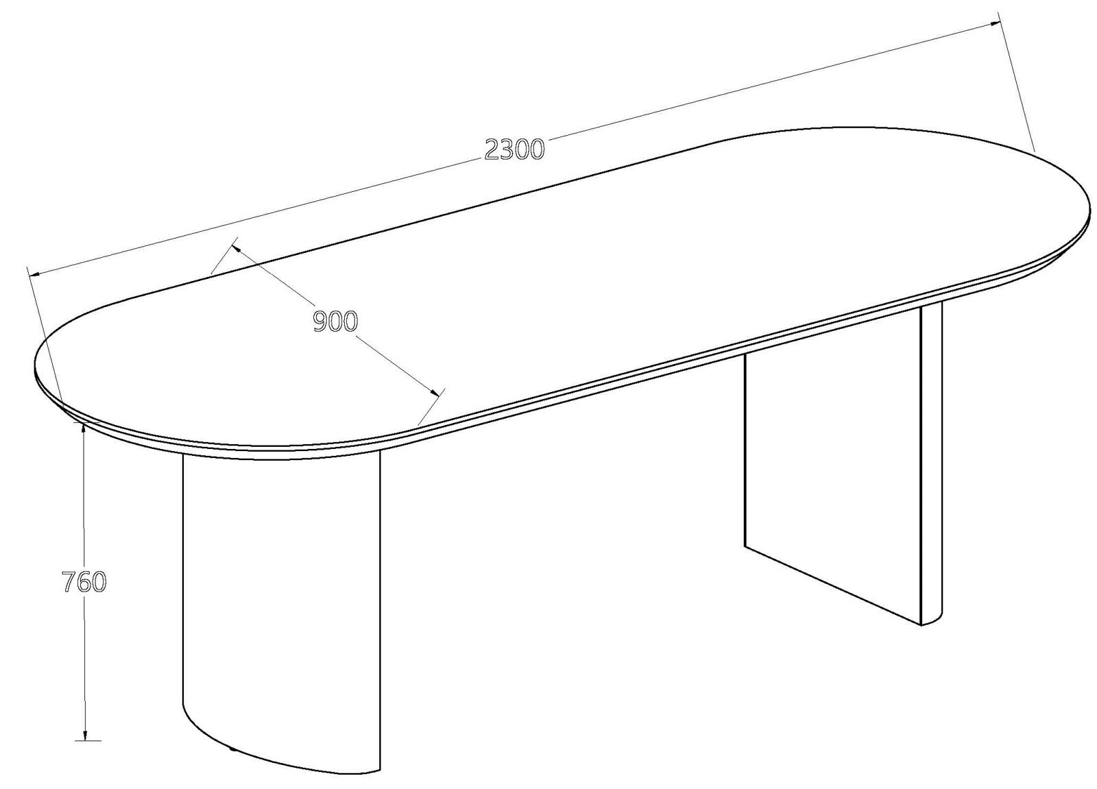 CASAVANTI Esstisch 230 x 90 cm Eiche schwarz