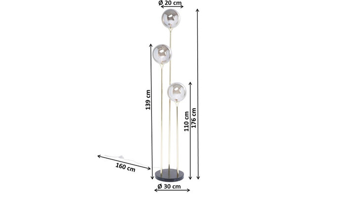 KARE DESIGN Retrofit Stehlampe AL CAPONE TRE 176 cm goldfarbig