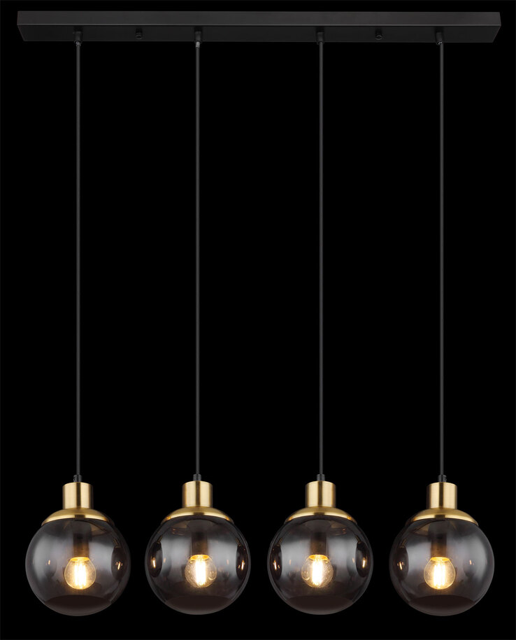 GLOBO Retrofit Balkenpendel POTTER 75 cm schwarz /messingfarbig