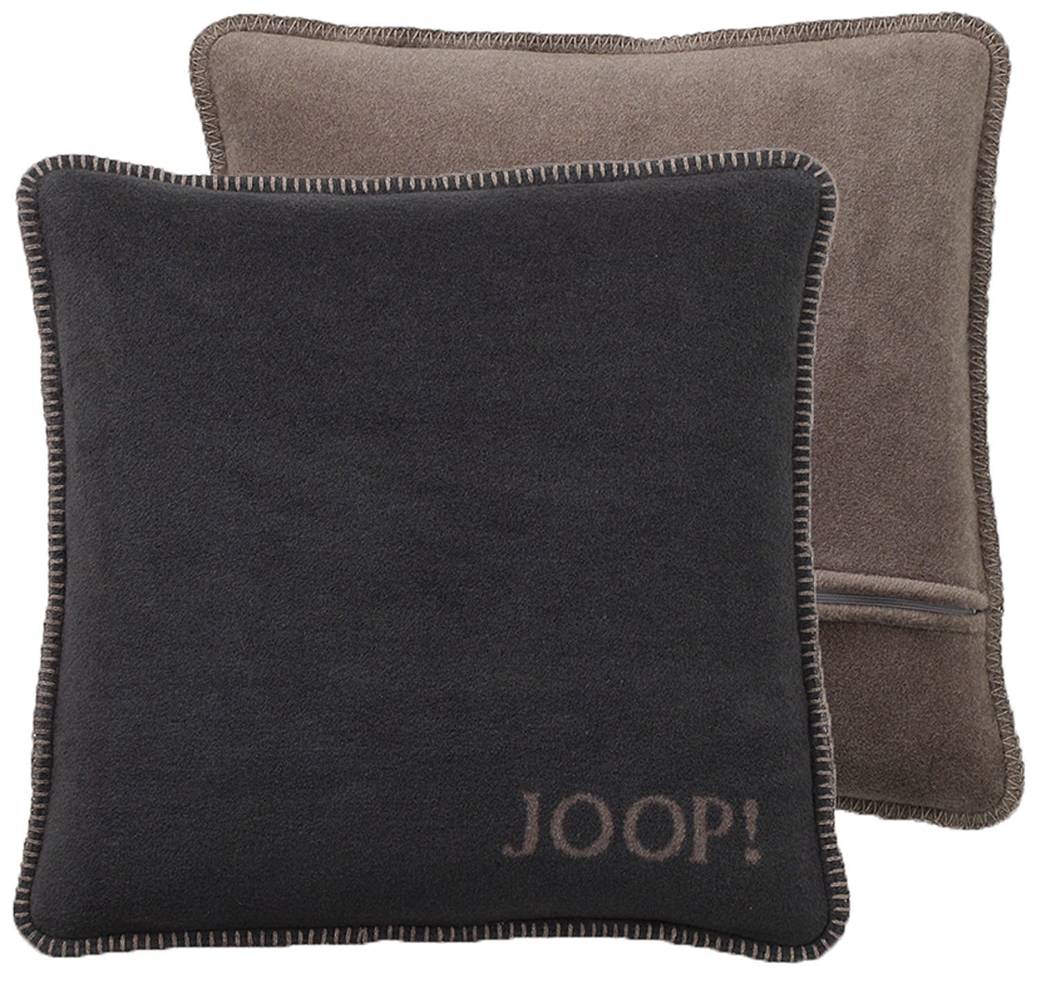 JOOP! Kissenhülle UNI DOUBLEFACE 50 x 50 cm grau/schwarz/braun