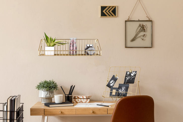 Wandregal KATJA 45 x 11 cm goldfarbig