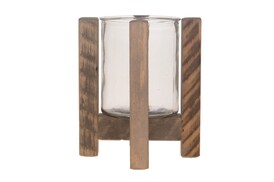 Kerzenhalter Holz/Glas