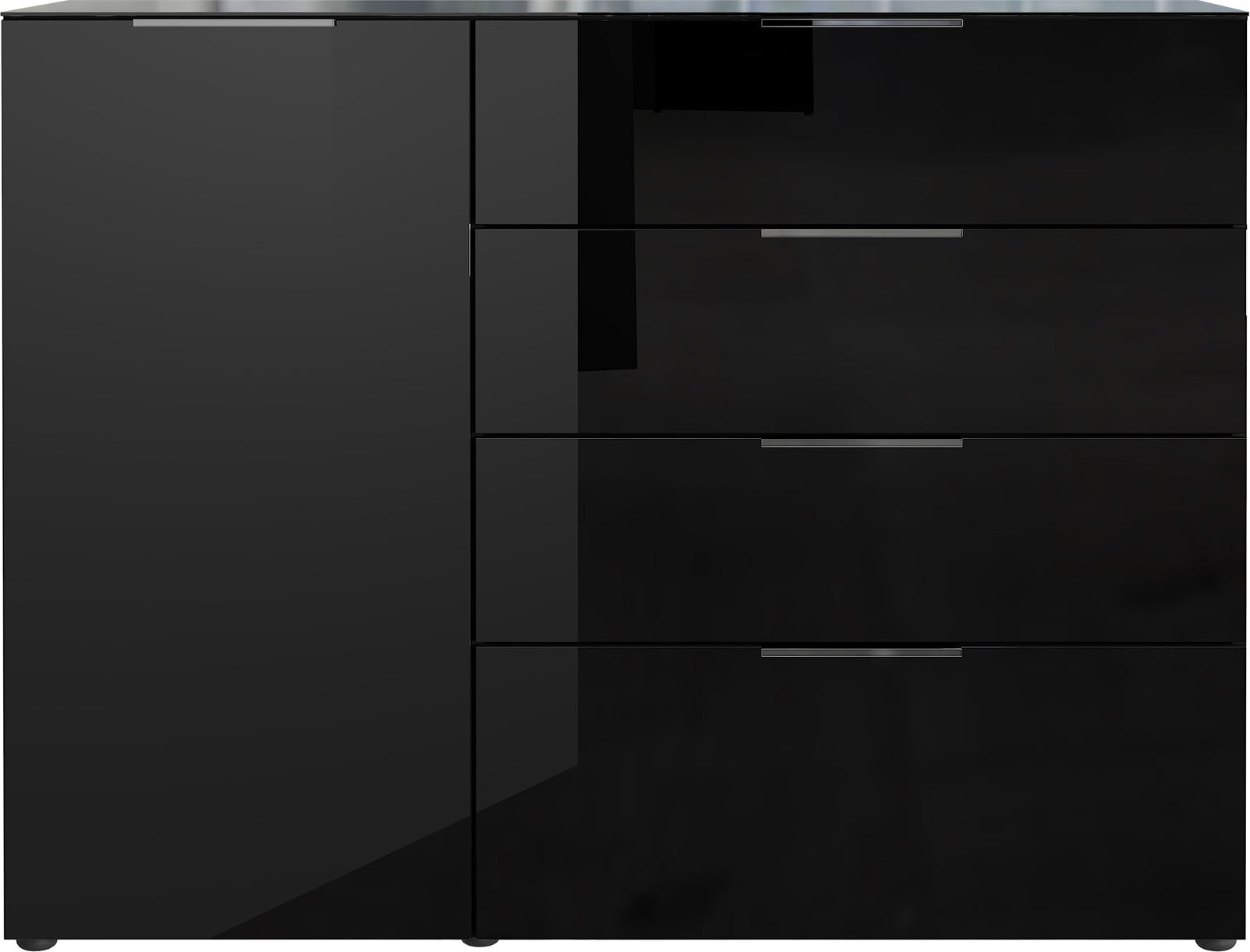 CASAVANTI Sideboard OAKLAND 134 x 102 cm Glas Schwarz/Schwarz