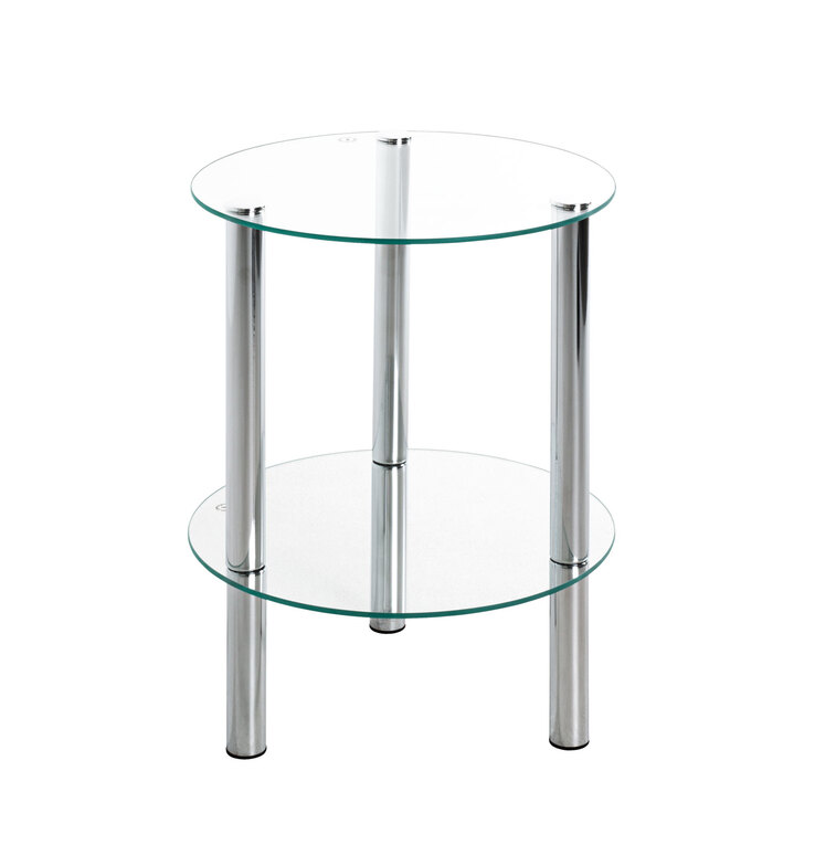 Beistelltisch rund 47 cm Glas Chrom