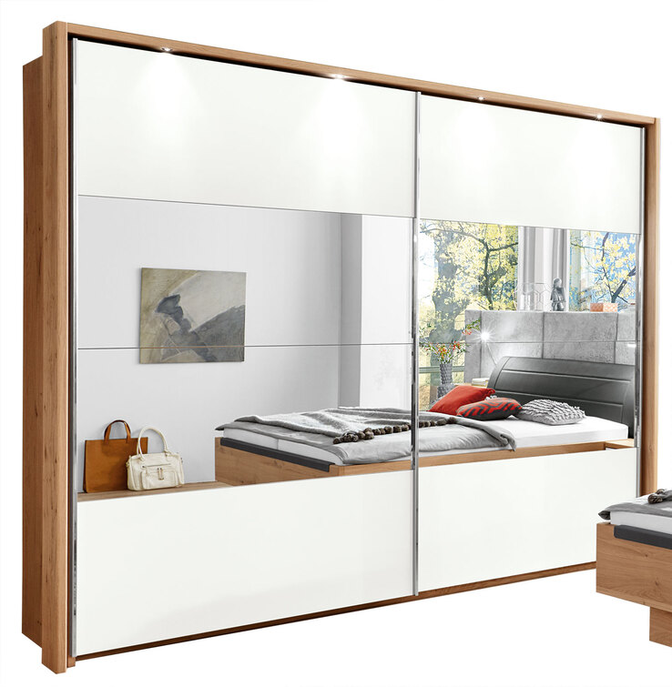 MONDO Kleiderschrank AMADO Balkeneiche/Lack Sand/Weiß ca. 270 x 230 x 68 cm