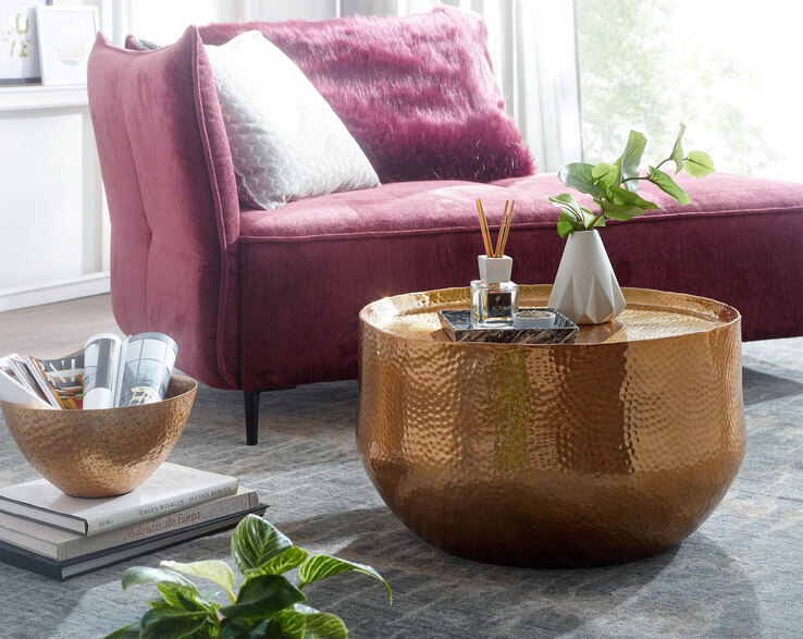Couchtisch rund 60 cm Goldfarbig