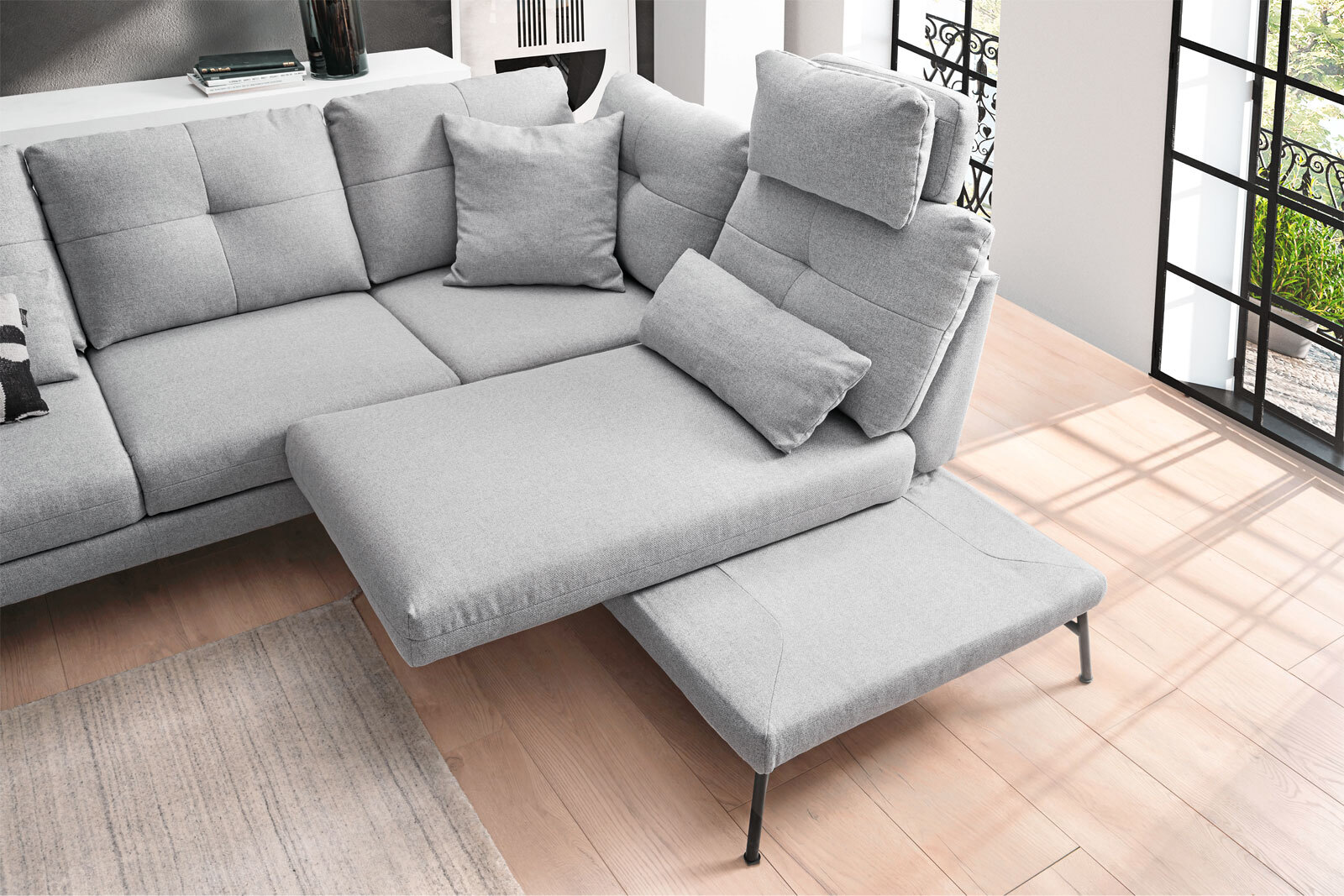 MONDO Ecksofa ASSEA 256 x 208 cm Mono lightgrey