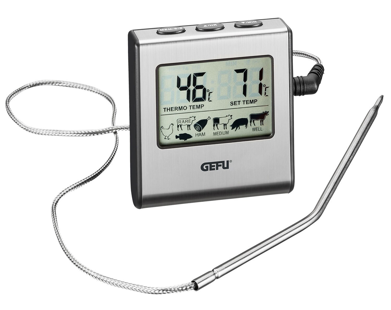 GEFU Digital-Bratenthermometer TEMPERE schwarz/silberfarbig