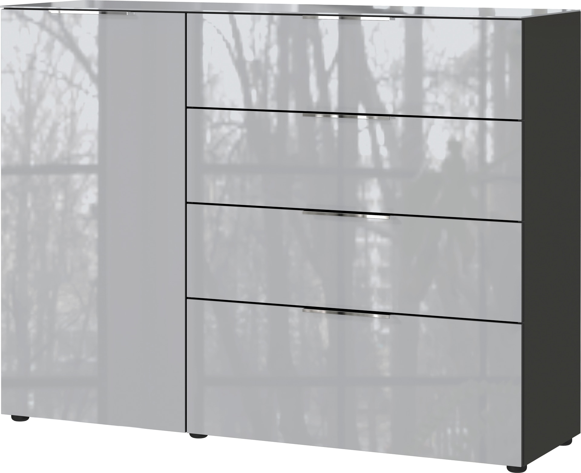 CASAVANTI Sideboard OAKLAND 134 x 102 cm Glas Graphit/Silbergrau