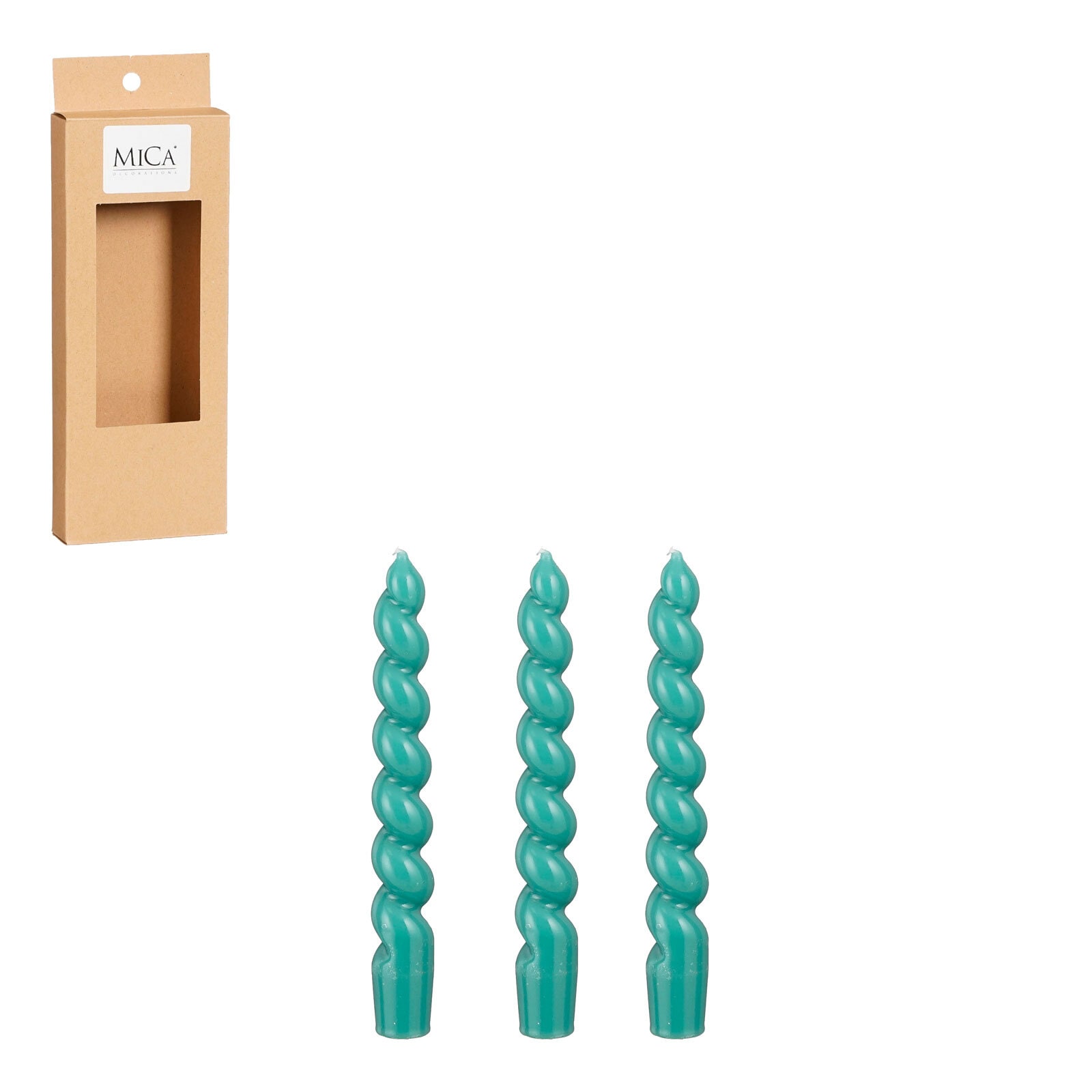 MICA DECORATIONS Stabkerze TWIST 3er Set je 18,5 cm dunkelgrün glaze