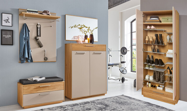 VOSS Garderobenpaneel LOVENO 80 x 109 cm Eiche Bianco/ Lack taupe