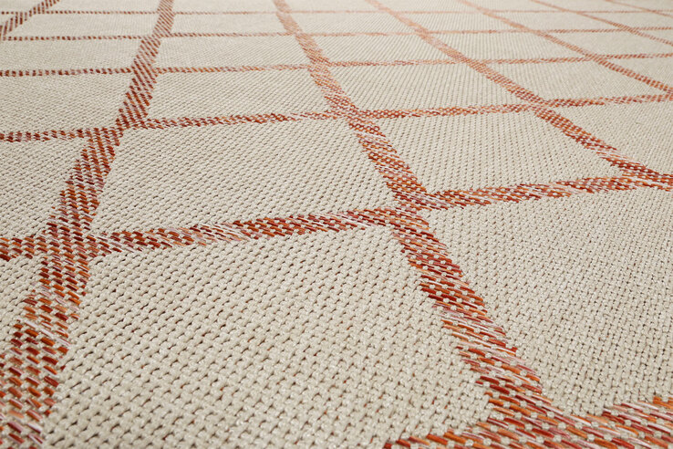 ESPRIT Outdoorteppich RHOMB 160 x 225 cm beige/rot