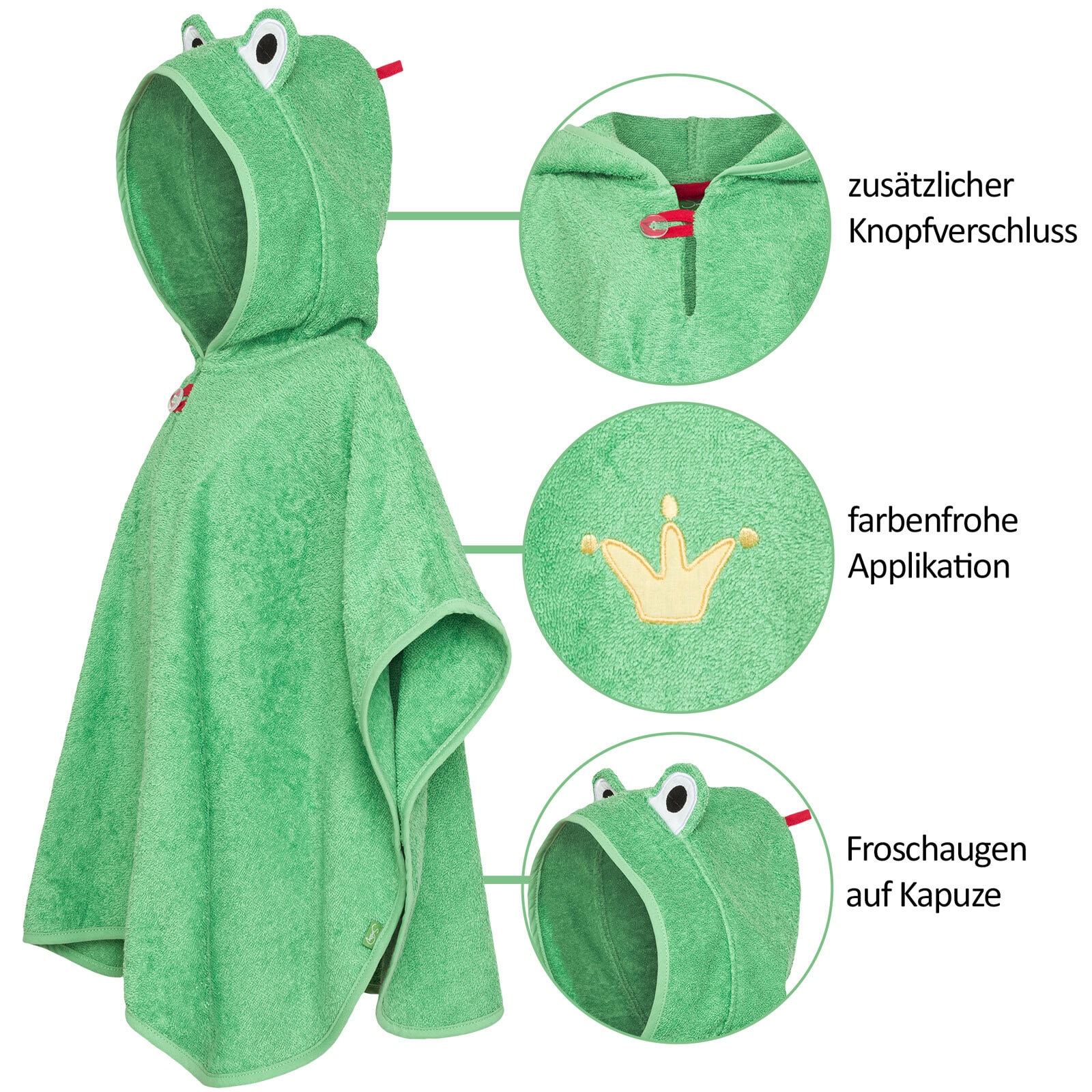 Smithy Badeponcho FROSCH 55 x 70 cm grün