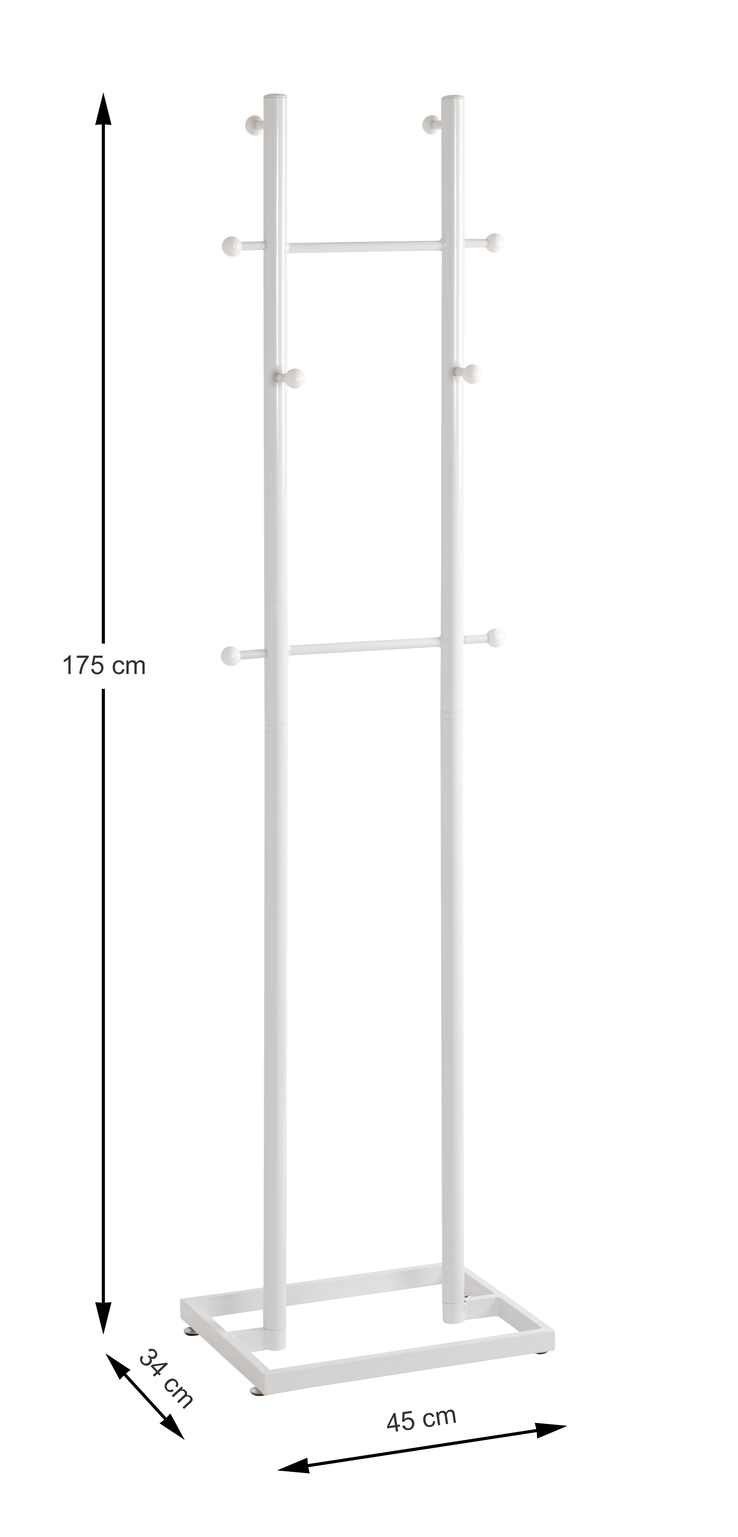 Garderobenständer 45 x 175 x 34 cm Metall weiß