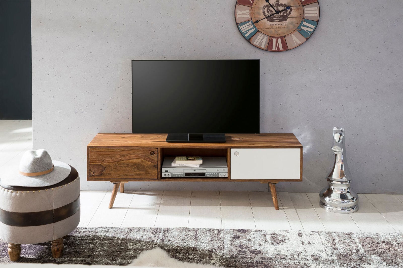 CASAVANTI TV-Lowboard 140 x 45  cm braun/ weiß