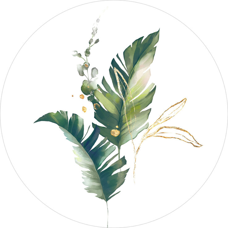 PRO ART Glas-Art Bild WATERCOLOUR PALM LEAVES I Ø 30 cm mehrfarbig