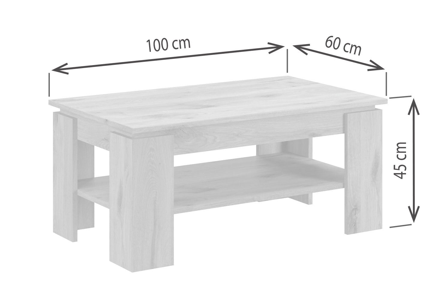 Couchtisch TITAN 100 x 60 cm grau