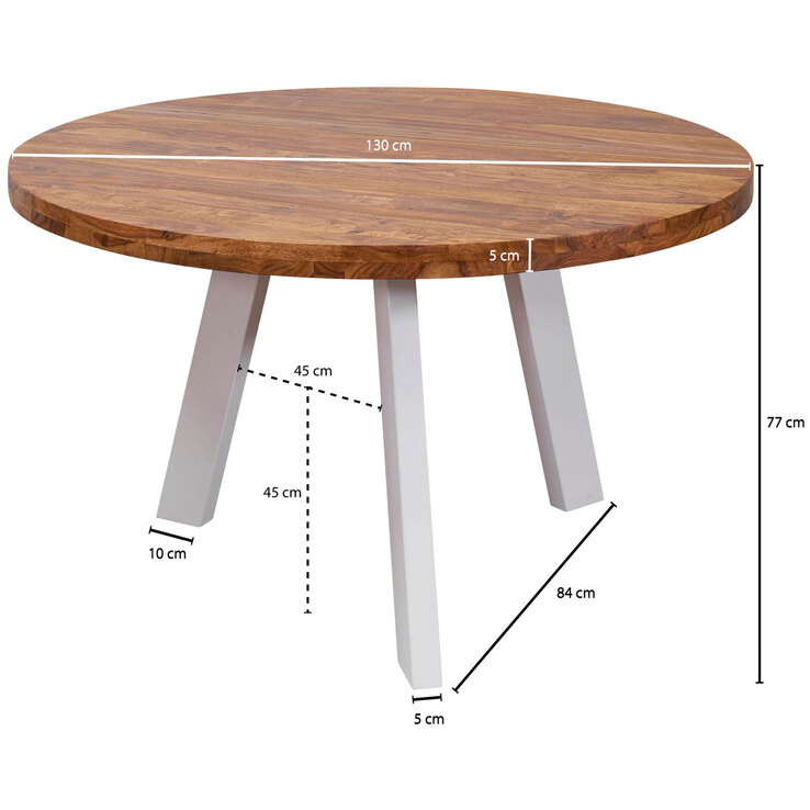 Esstisch 130 cm braun/ weiß
