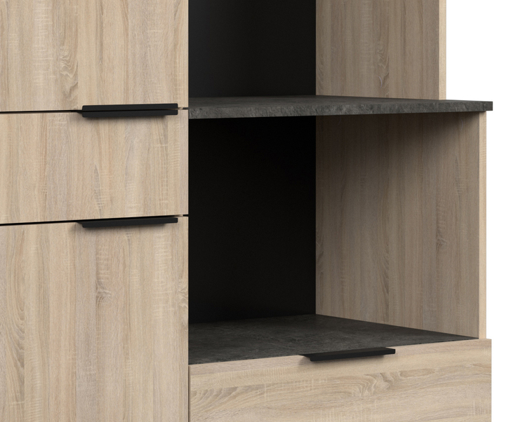 Parisot Küche mit Buffet FUMAY 21 Eiche/Beton-Optik ca. 300 x 186 x 60 cm