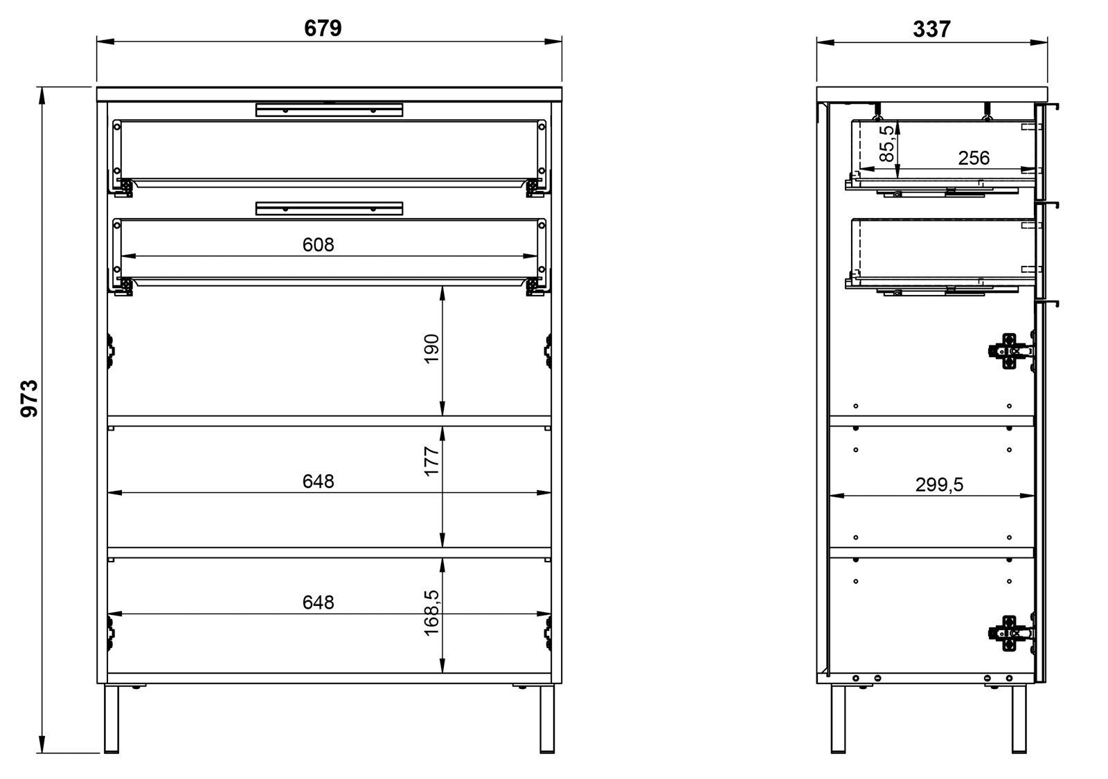 vito Kommode CORUS Graphit/ silbergrau