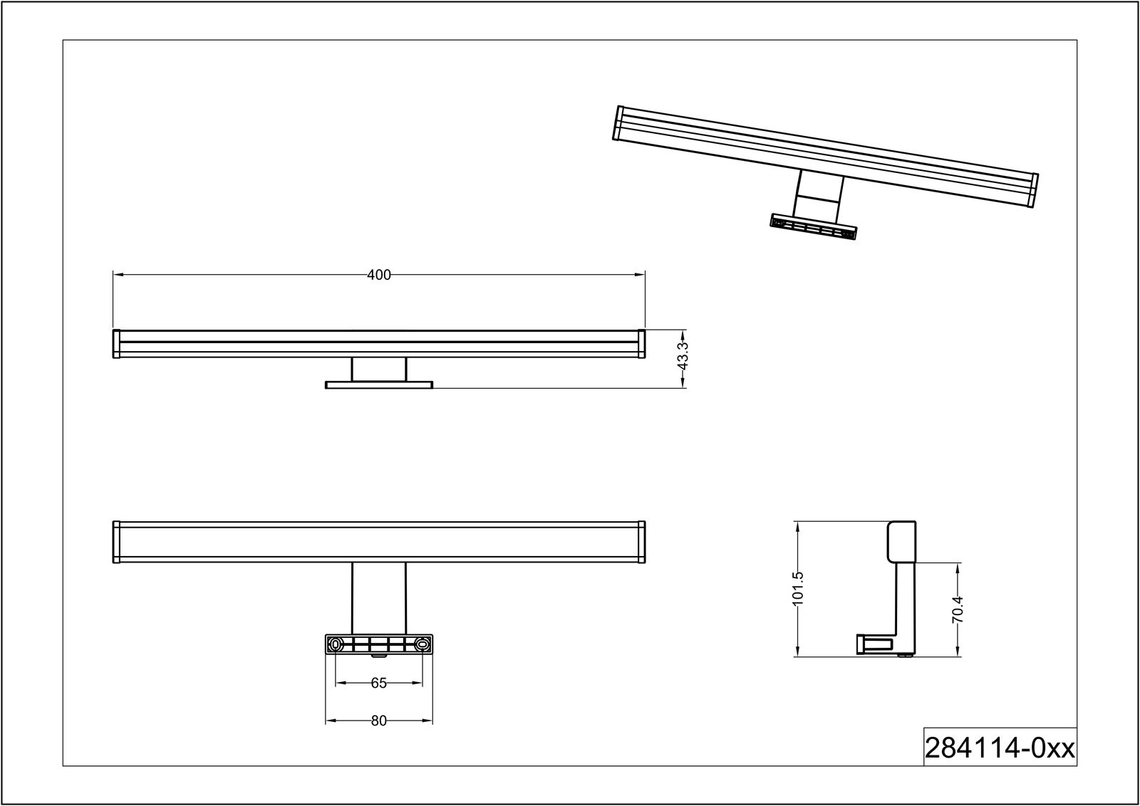 TRIO LED Spiegelleuchte LINO 40 cm schwarz