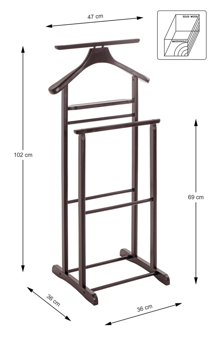 Herrendiener FUNNY 47 x 102 x 36 cm Massivholz tabakschwarz