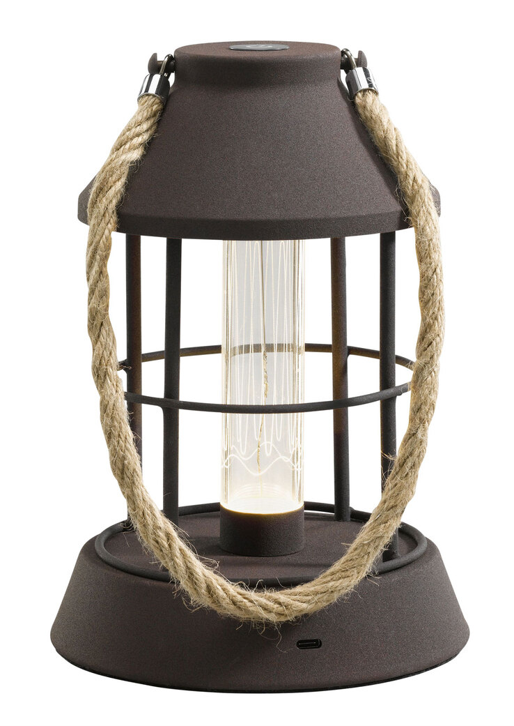casaNOVA LED Tischlampe LATERNE FASO rostfarbig