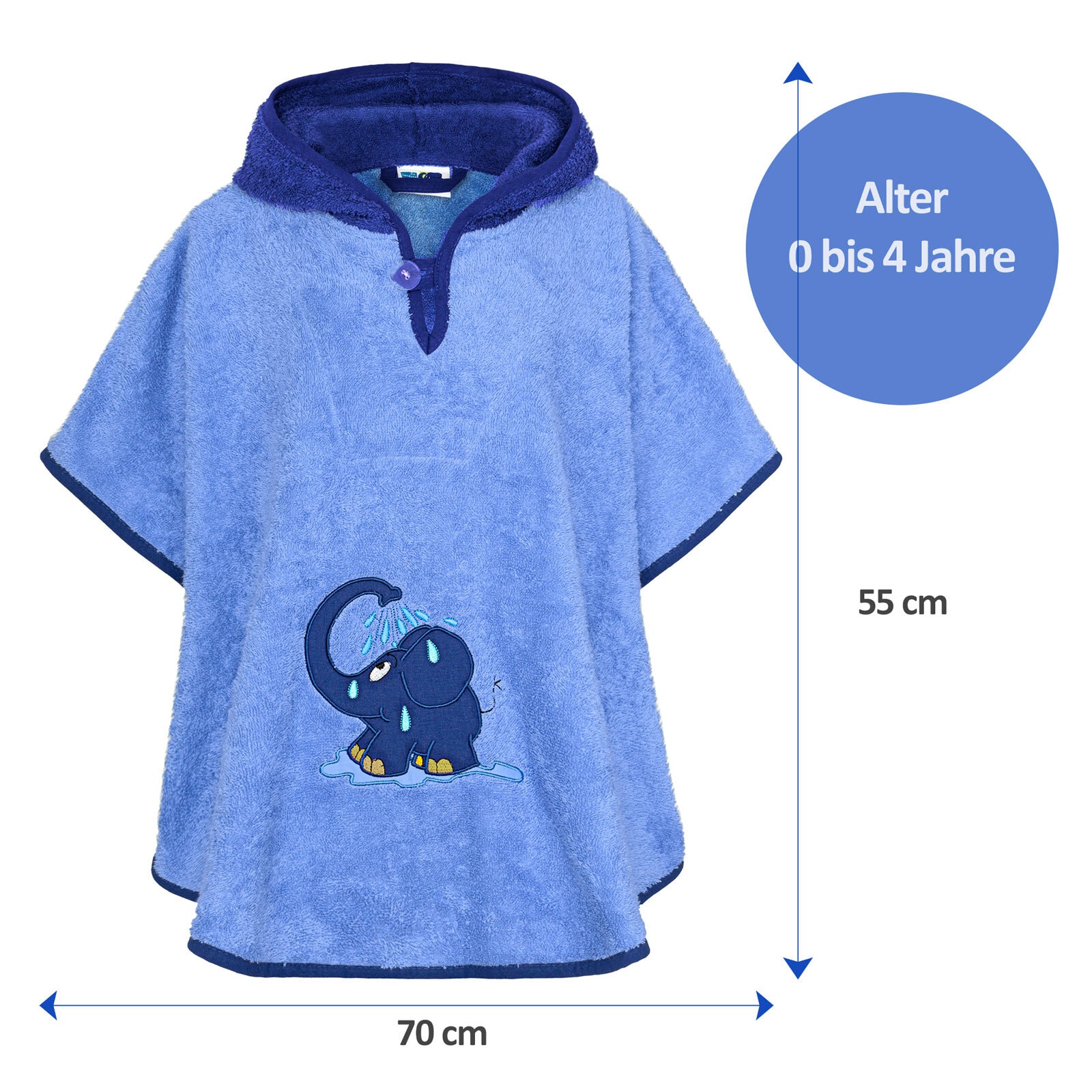 Smithy Badeponcho ELEFANT 55 x 70 cm blau