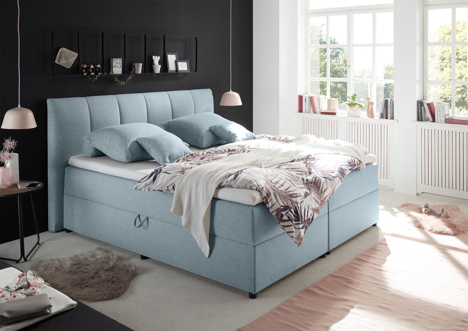 Boxspringbett GRAZIA 180 x 200 cm pastellblau