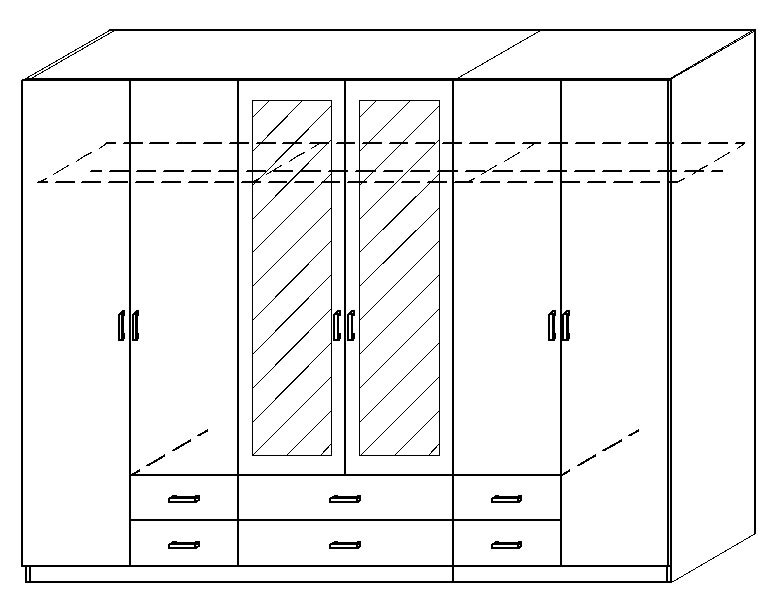 Kleiderschrank GAMMA 6-türig Alpinweiß NB