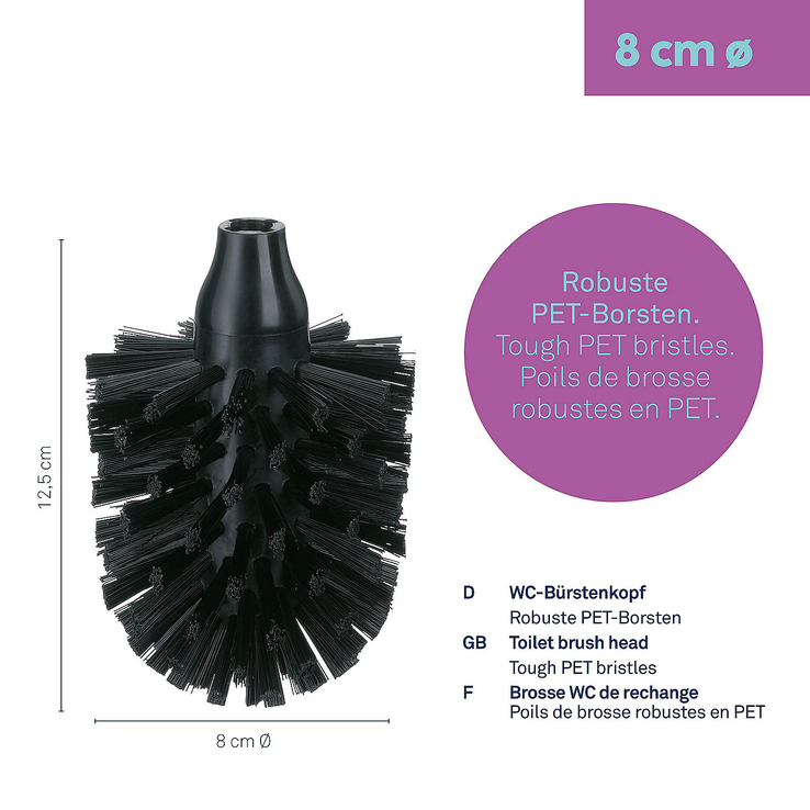 kela WC-Bürstenkopf LA BROSSE 8 cm Kunststoff schwarz