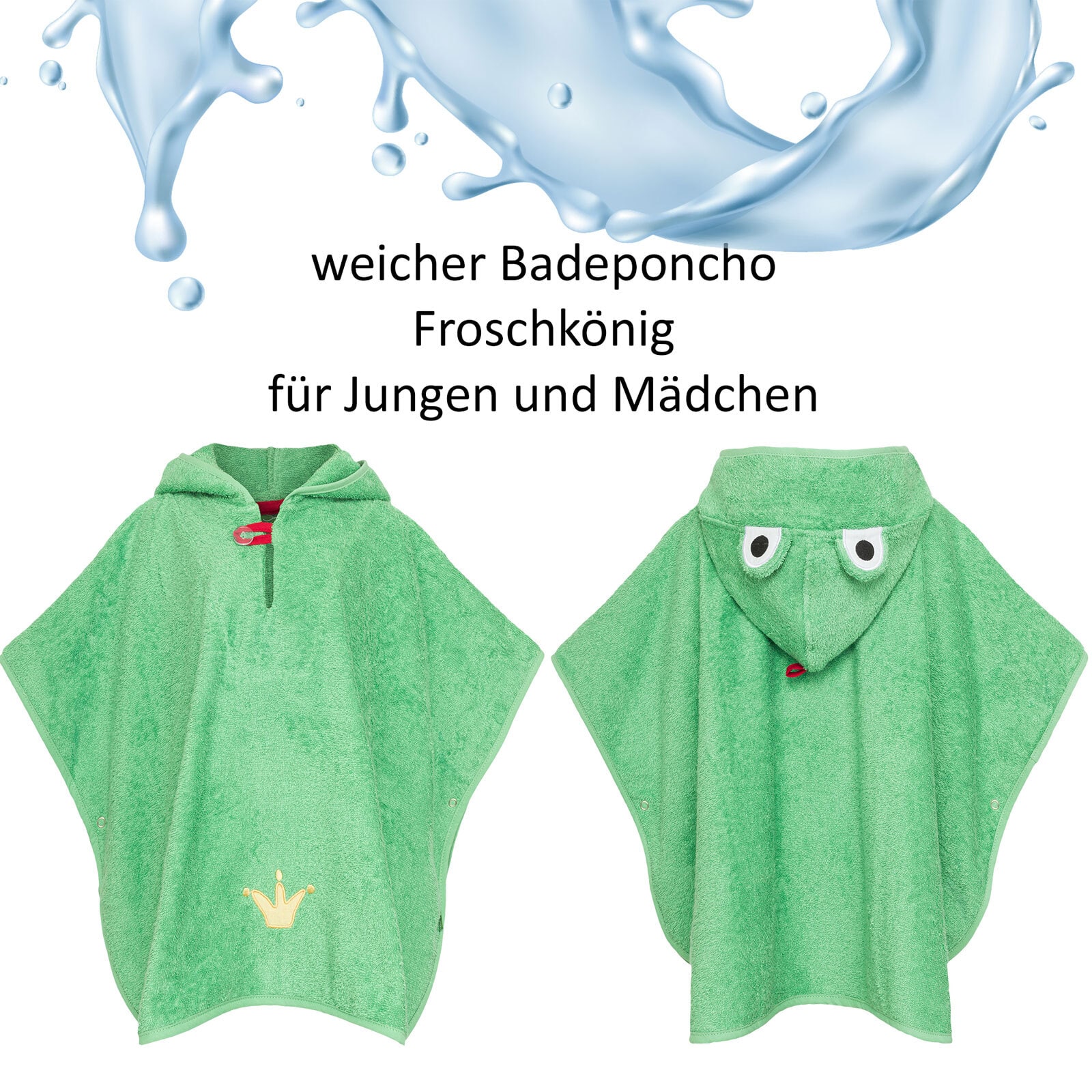 Smithy Badeponcho FROSCH 55 x 70 cm grün