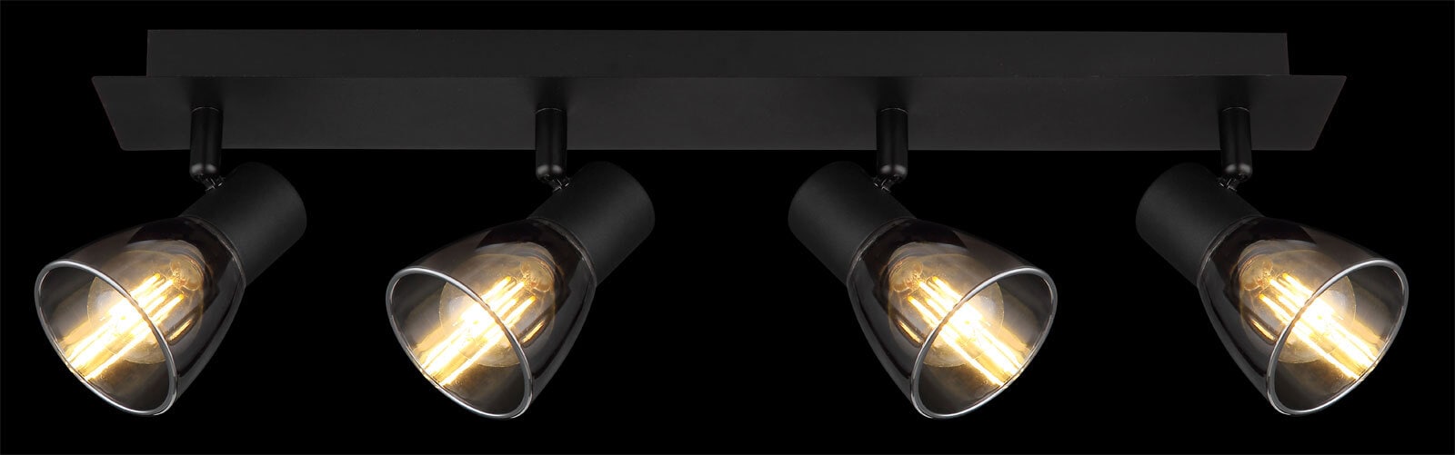 GLOBO Retrofit Deckenlampe mit 4 Spots CLAUDE 50 cm schwarz /rauchfarbig