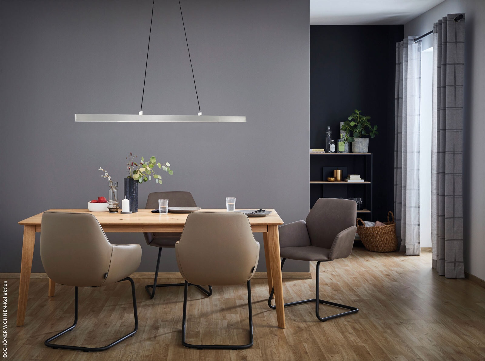 SCHÖNER WOHNEN-Kollektion LED Pendelleuchte STRIPE 110-140 cm nickelfarbig