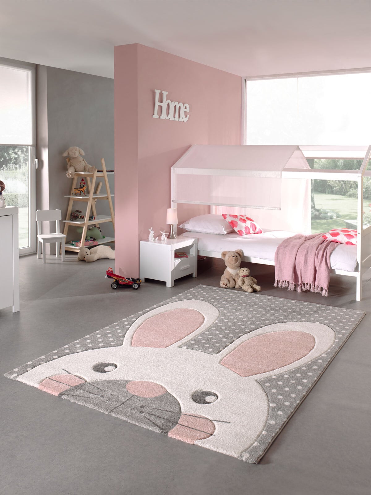 Kinderteppich PASTEL KIDS HASE 80 x 150 cm grau