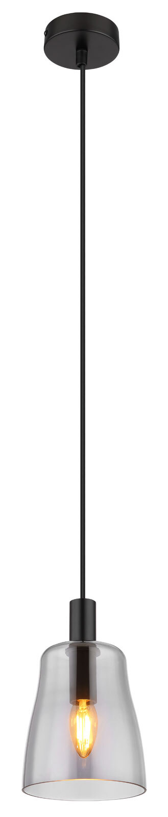 GLOBO Retrofit Pendelleuchte GARRI 15 cm schwarz /rauchfarbig