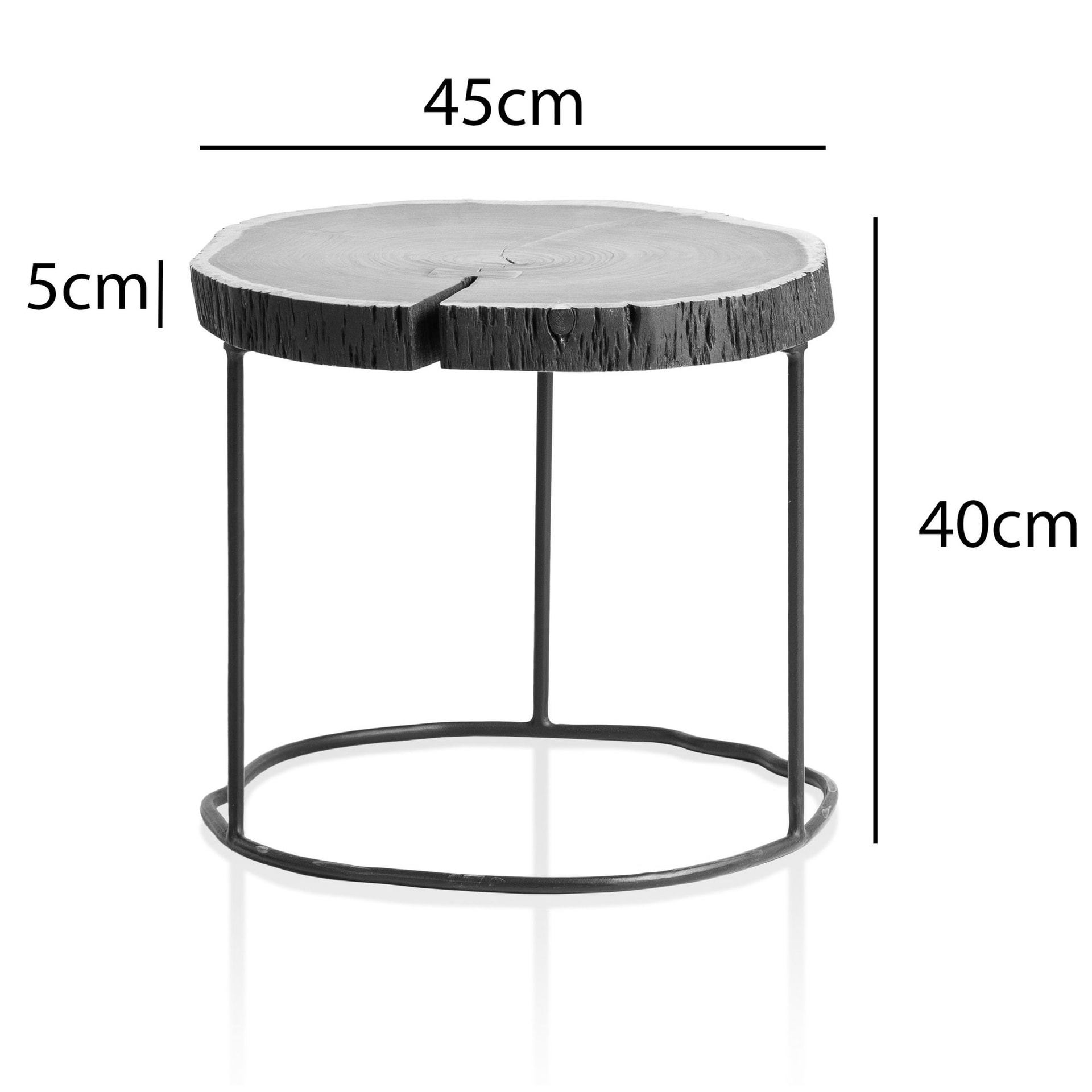 CASAVANTI Couchtisch Ø 45 cm Akazie Vollholz Naturfarben/schwarz