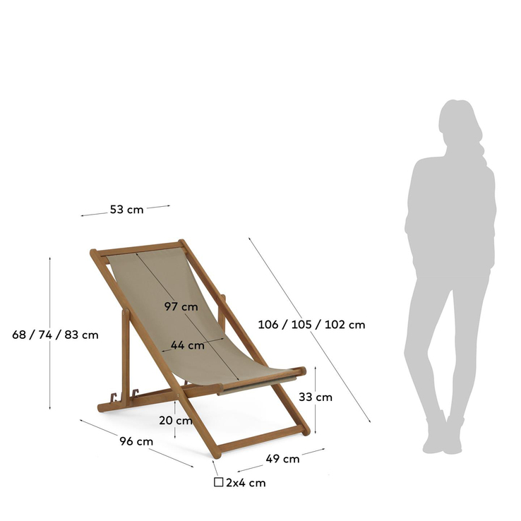 Kave Home Garten Liegestuhl ADREDNA naturfarbig /grün